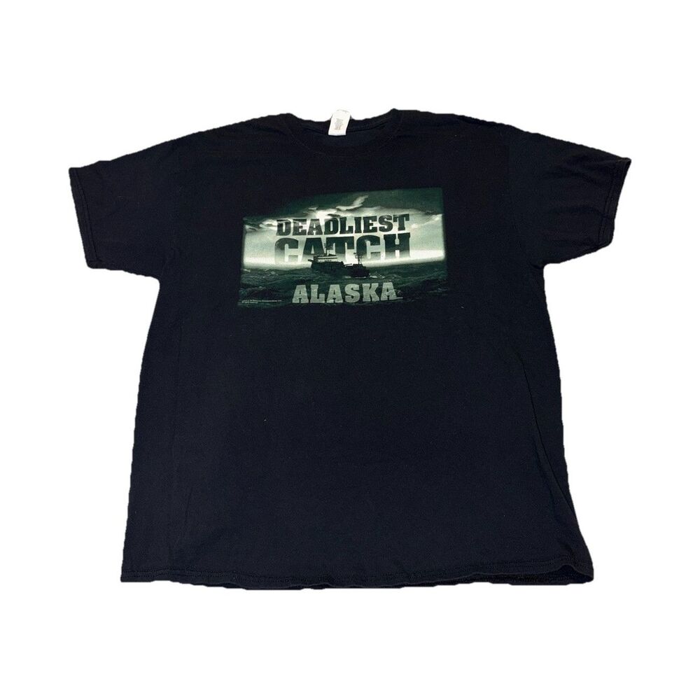Discovery Deadliest Catch Alaska Black Graphic Men's Crew Neck T-Shirt XL